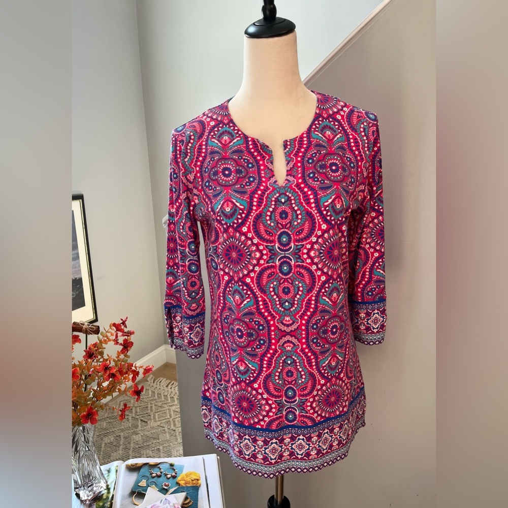 NWOT COOLIBAR Tunic Top St. Lucia RESORT UPF 50+ Cotton 3/4 Sleeve Pink
SMALL
